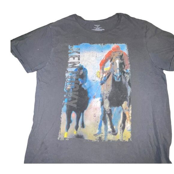 Kentucky Derby T-Shirt Mens Sz Medium Horse Racing Gray Festival Mint Julep - Picture 6 of 6